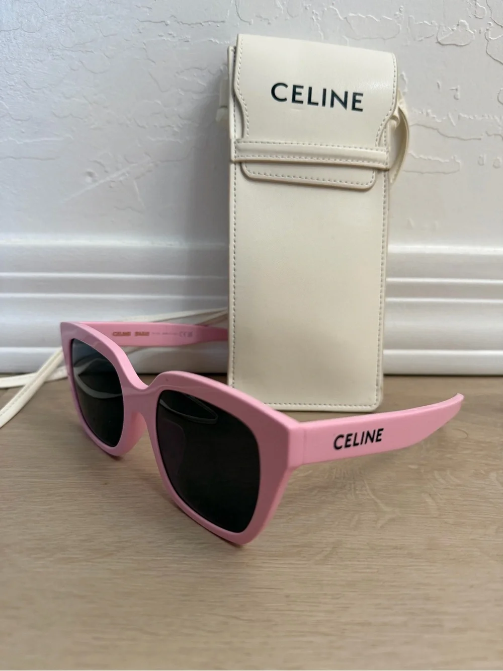 Celine Pink Cat Eye Sunglasses with Cream Case